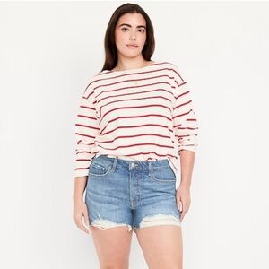 Old Navy High-Waisted OG Jean Shorts Distressed Medium Wash EUC